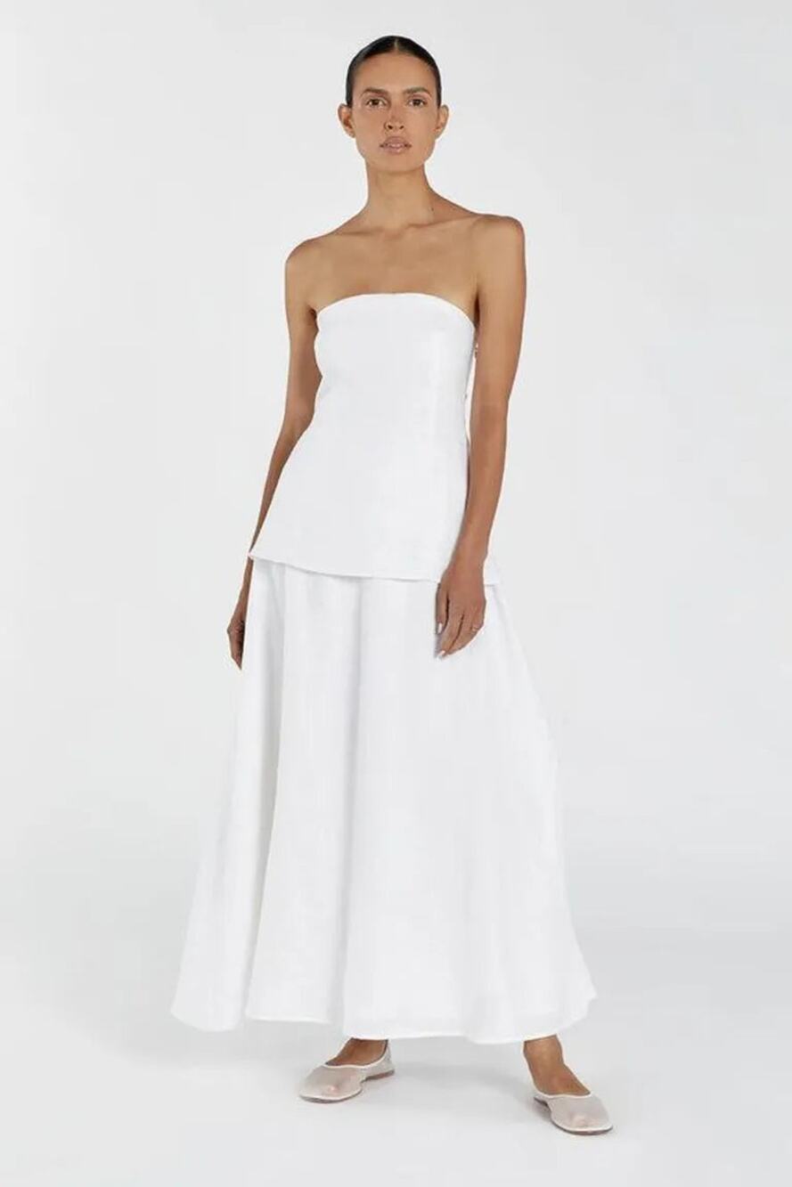 DISSH Strapless White Maxi Dress